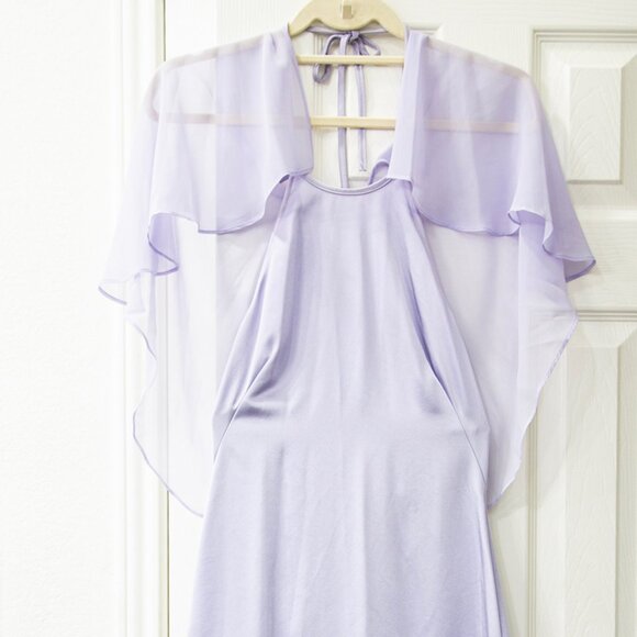 BCBGMAXAZRIA Y2K Lavender Halter Gown with Removable Sheer Capelet, size 2 - Picture 1 of 6